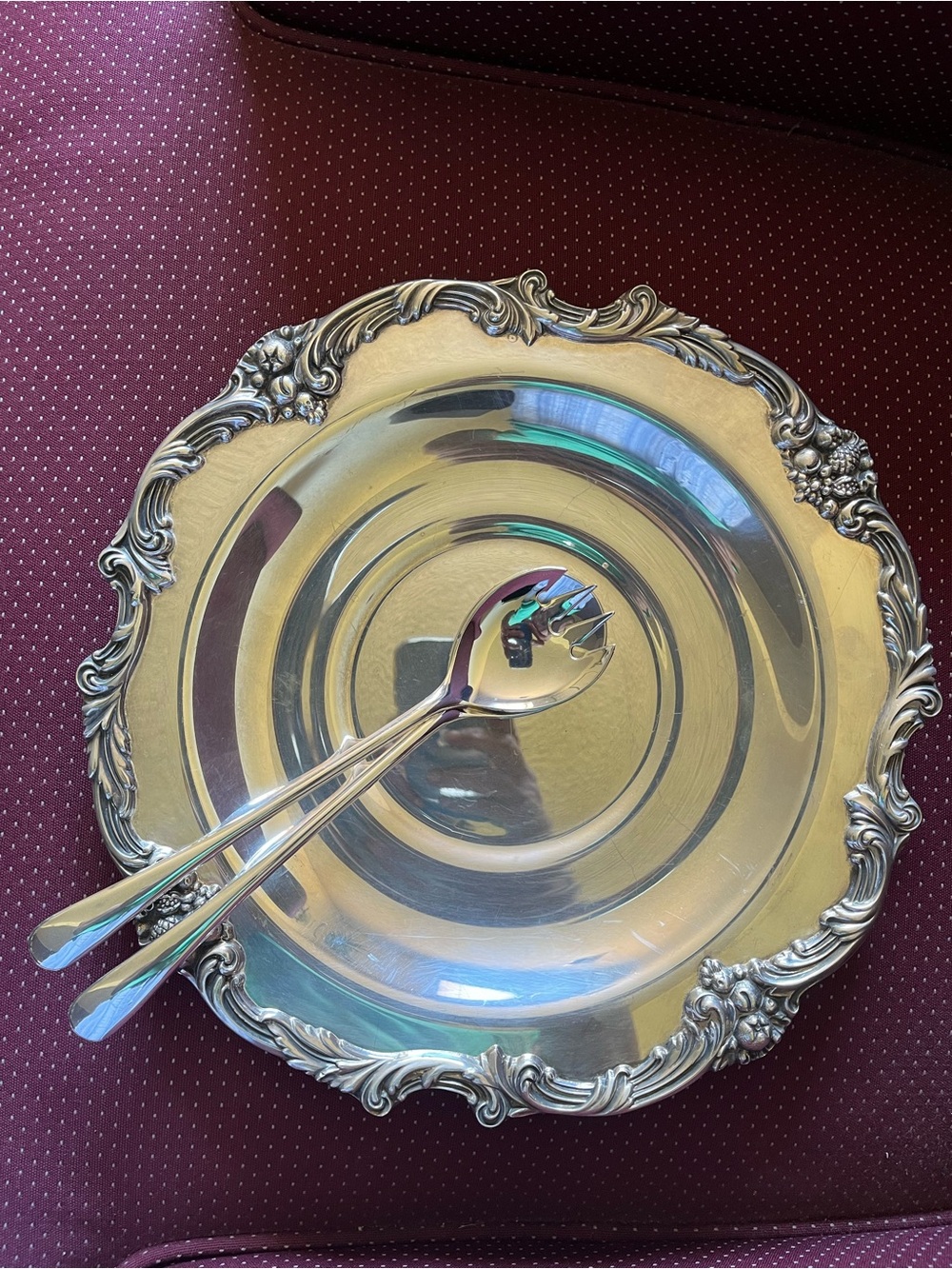 Vintage Reed & Barton silver plated bowl, serving spoon and fork as 3 p bundle